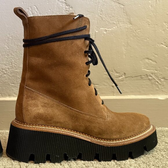 Freda Salvador Billie Platform Suede Combat Boots (size 6.5) + FS bag - Picture 6 of 8